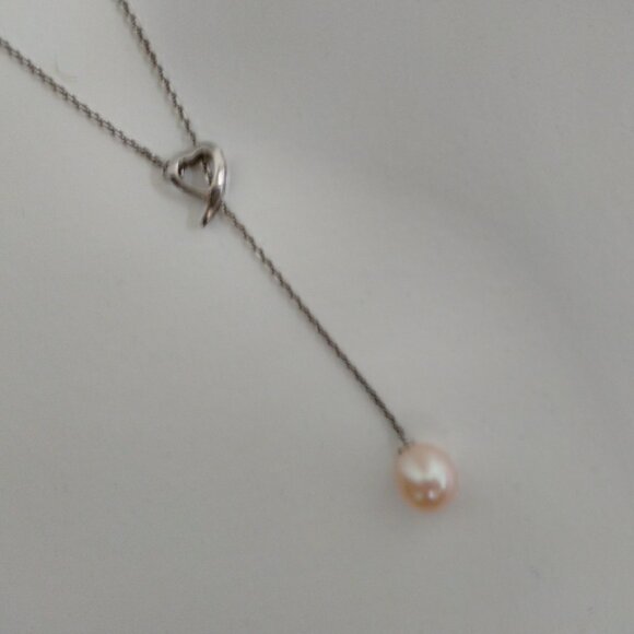 Sterling Silver Heart & Pearl Necklace - Picture 3 of 7